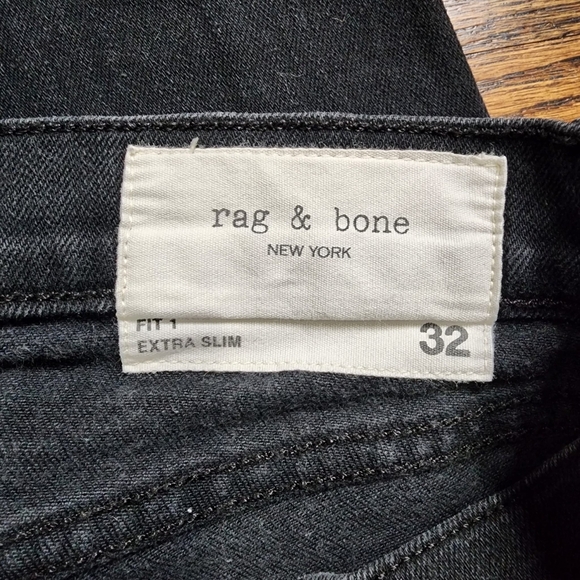 Rag and Bone Extra Slim Black Jeans (White Wash) Size 32 - Picture 7 of 7